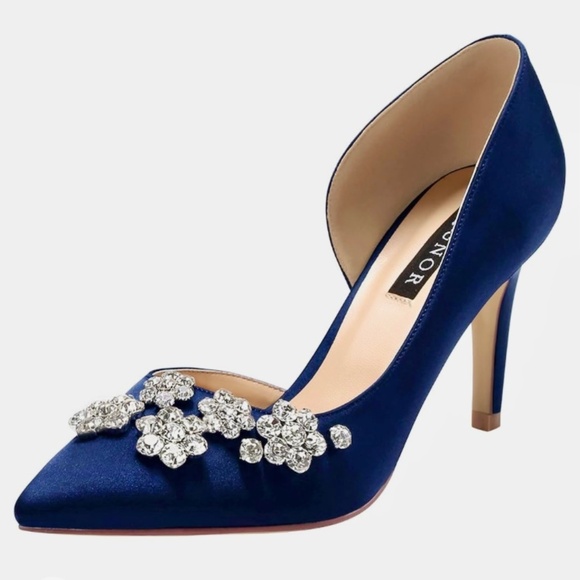 ERIJUNOR Satin Rhinestone Pumps~Navy~Size 6.5 - Picture 2 of 11